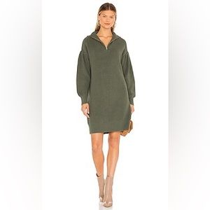 NWT 525 Pleat Sleeve Quarter Zip Sweater Dress in Ivy